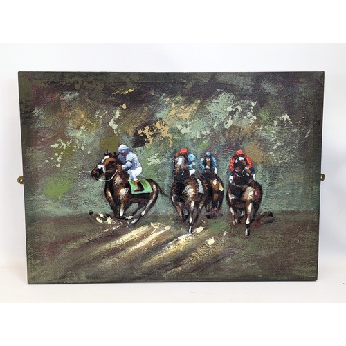 122 - A pair of oil paintings on canvas, Navan Races. 70x50cm