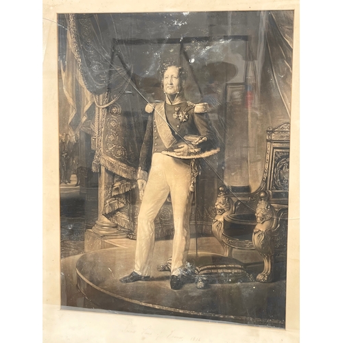 126 - A large early to mid 19th century print of Prince Louis of France, 1814. In a rosewood frame. 69 x 8... 