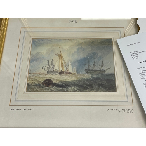 138 - A set of 6 J.M.W Turner prints. The Ports of England. Tate Gallery. With paperwork 42 x 37cm