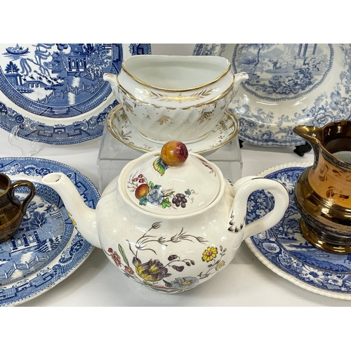 513 - A quantity of 19th and 20th century pottery. Including a Copeland Spode “Gainsborough” teapot.