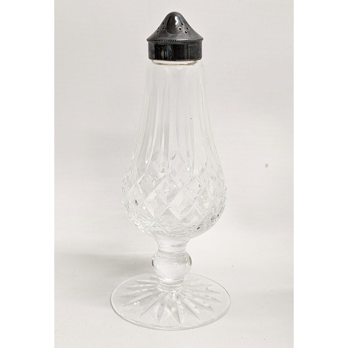 681 - A quantity of crystal and cut glass, including a Waterford crystal pepper shaker.