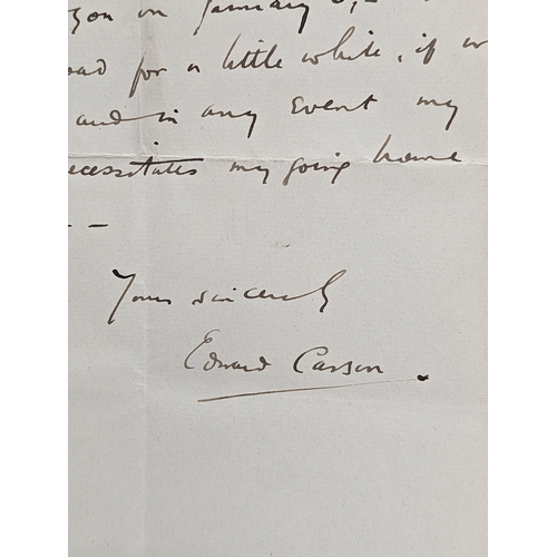 174 - A signed letter from Edward Carson to Lady Iveagh, dated October 28th 1912