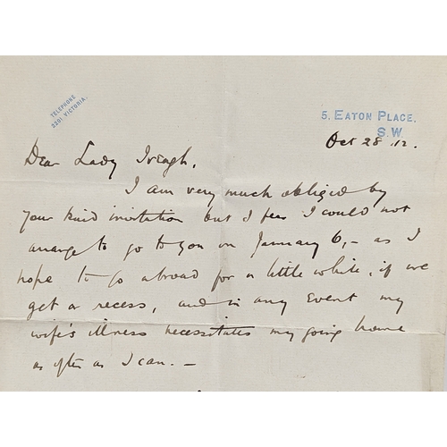 174 - A signed letter from Edward Carson to Lady Iveagh, dated October 28th 1912