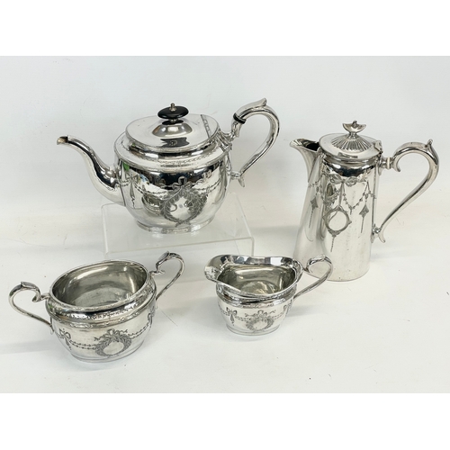 686 - A 4 piece late 19th century silver plated tea service in the Georgian style.