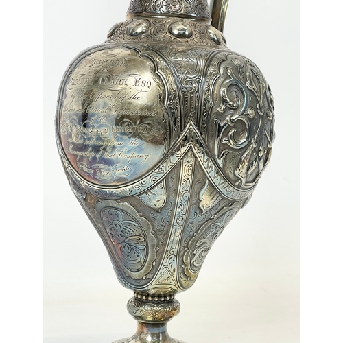 645 - A 19th century silver plated claret jug, presented by The Officers and Clerical Departments of the A... 