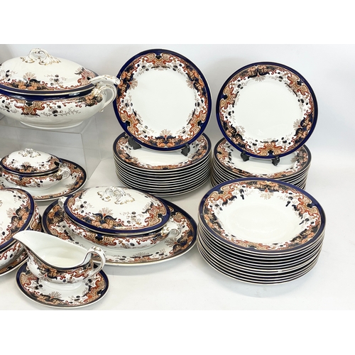 688 - A 63 piece late Victorian Booths Silicon China “Lucania” pattern dinner set. Circa 1895. Large turke... 