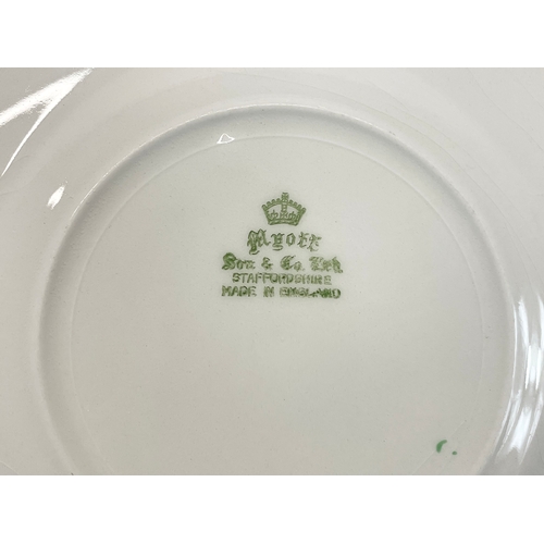 689 - A 123 piece Royal Myotts “Chelsea Bird” green pattern  dinner set. Circa 1930’s. 3 platters, largest... 