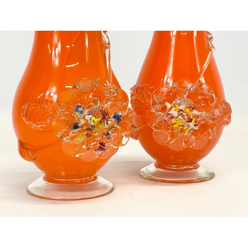 698 - 2 Art Glass vases attributed to Stevens Williams. 20cm