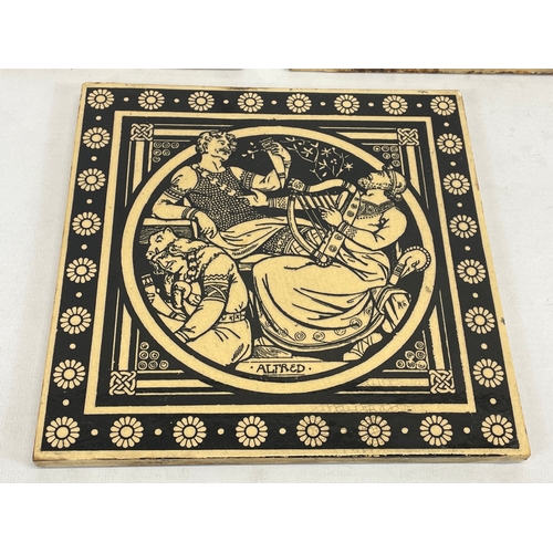 187 - A set of 3 large Victorian Mintons tiles. 20 x 20cm