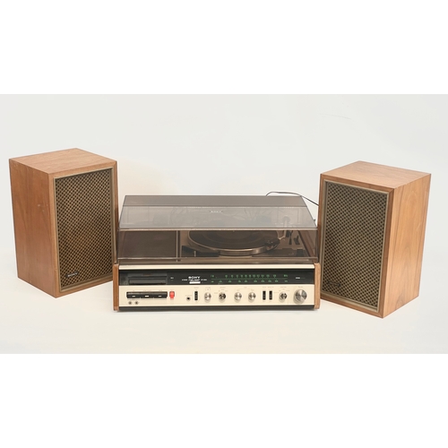 214 - A vintage teak Sony Stereo Music System. HP-239 A. Serial 68769. Mid Century. Made in Tokyo, Japan. ... 