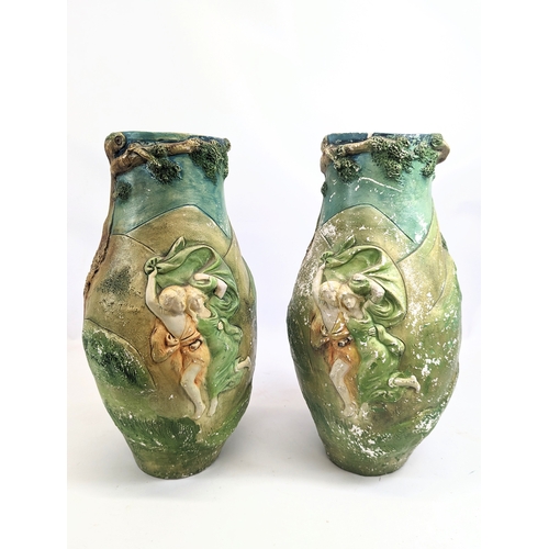 717 - A pair of large 20th century Continental ceramic vases. 43cm