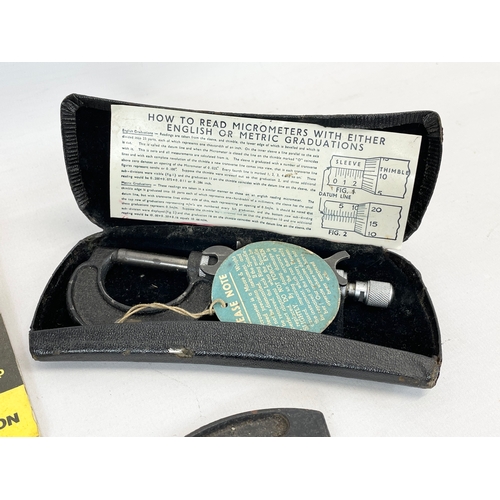 244 - A collection of vintage Micrometers Slide Gauges and Calipers by Moore & Wright.