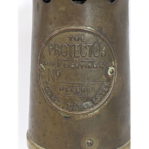 250 - A vintage minors safety oil lamp, by The Protector Lamp and Lighting Co. Ltd. Eccles Manchester. 24c... 