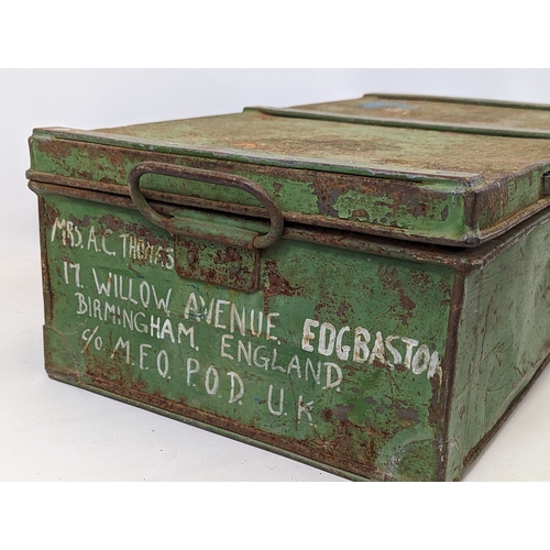 254 - A World's War II, 1941, Uttley Ingham & Co. LTD. metal military box. 68x35.5x20.5cm