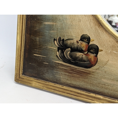 324 - A water fowl themed mirror. 77x88.5cm