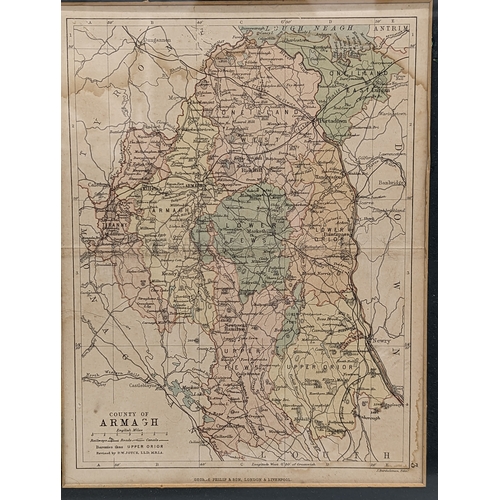 331 - 3 vintage maps of 3 Ulster counties, frames. Presented to Major E. O. Forster-Knight. 78.5x35.5cm