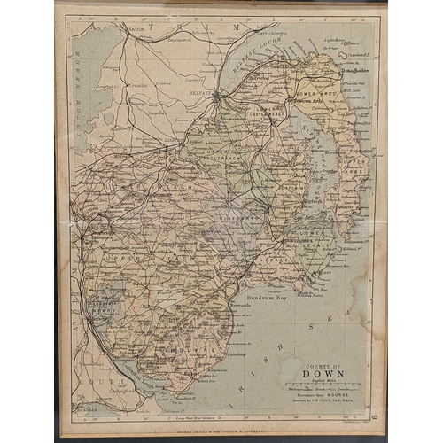 331 - 3 vintage maps of 3 Ulster counties, frames. Presented to Major E. O. Forster-Knight. 78.5x35.5cm