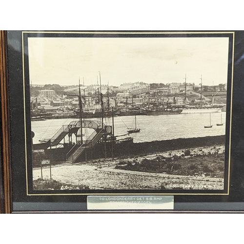 330 - Signed print by M. Hasson with a vintage photography of Londonderry, late 19th century. Largest meas... 