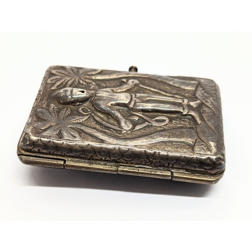 610 - An Indian / Burmese case, possibly silver. 6x8cm