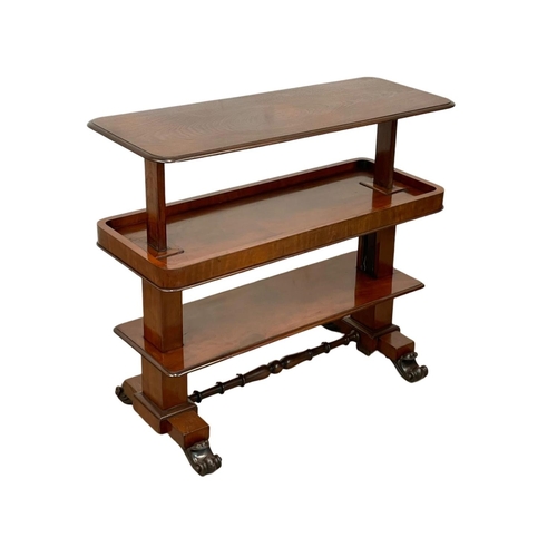 974 - An early Victorian mahogany combination dumbwaiter / side table, with stretcher support and carved p... 