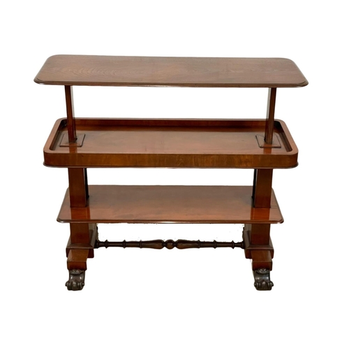 974 - An early Victorian mahogany combination dumbwaiter / side table, with stretcher support and carved p... 