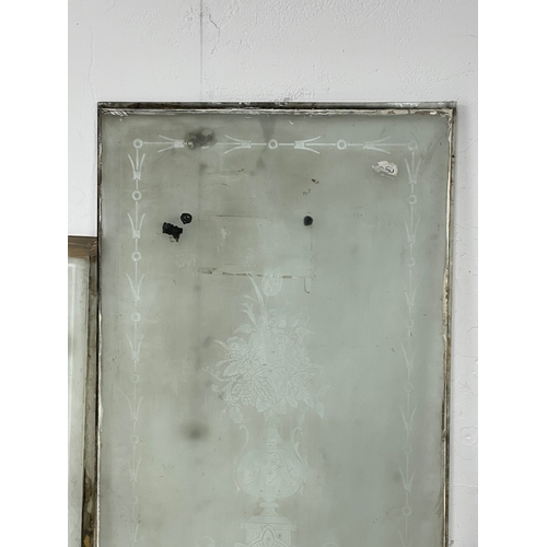 359 - 6 Victorian etched glass panels. Largest 68 x 137cm