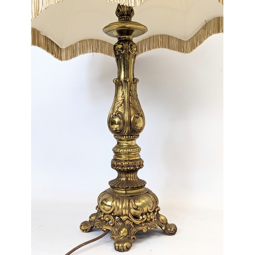 746 - 2 brass table lamps. 85.5cm