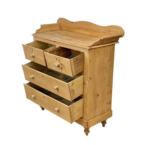 795 - A Victorian pine gallery back chest of drawers. 114 x 47 x 122cm