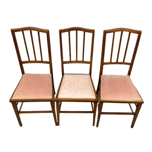 809 - A set of 3 Edwardian inlaid mahogany side chairs.