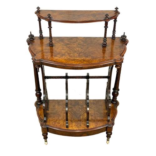 813 - A Victorian Burr Walnut Canterbury, with drawer. Circa 1860. 77 x 37 x 110cm