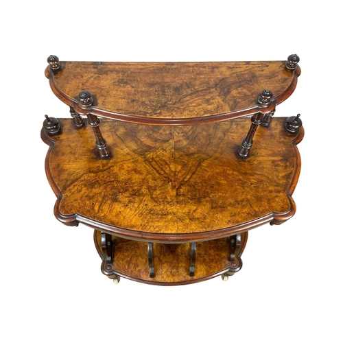 813 - A Victorian Burr Walnut Canterbury, with drawer. Circa 1860. 77 x 37 x 110cm