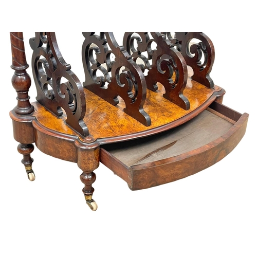 813 - A Victorian Burr Walnut Canterbury, with drawer. Circa 1860. 77 x 37 x 110cm