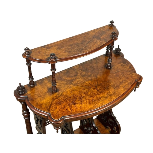 813 - A Victorian Burr Walnut Canterbury, with drawer. Circa 1860. 77 x 37 x 110cm