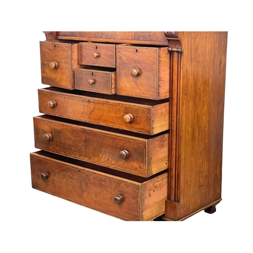 816 - A large Victorian inlaid mahogany chest of drawers. 126 x 57.5 x 134cm