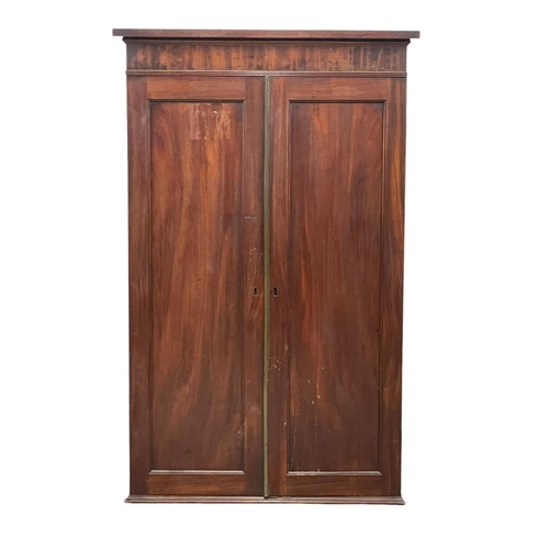 844 - A George III mahogany wall hanging 2 door pigeonhole cupboard, with interior shelves. Circa 1800. 66... 