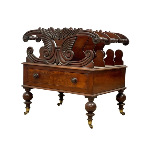 853 - A William IV mahogany Canterbury, with drawer. Circa 1830. 52 x 39 x 52cm