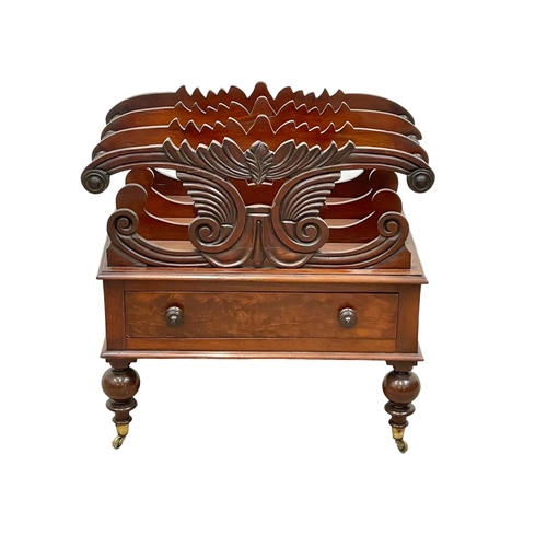 853 - A William IV mahogany Canterbury, with drawer. Circa 1830. 52 x 39 x 52cm