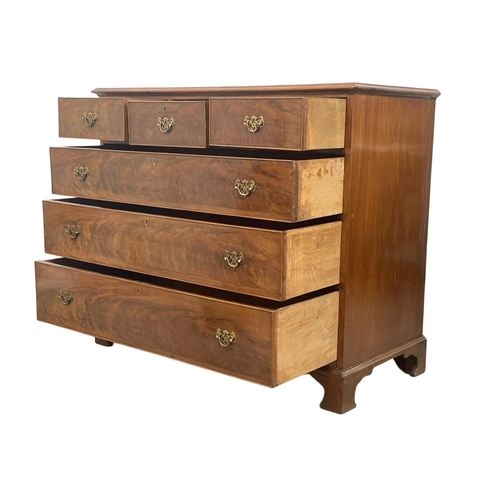 872 - A large Victorian mahogany chest of drawers raised on bracket feet in the Georgian style. Circa 1860... 