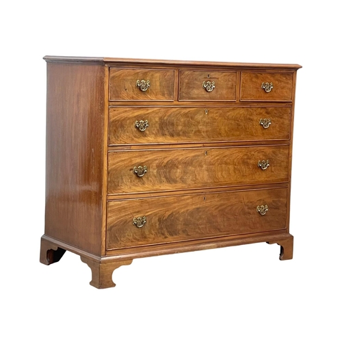 872 - A large Victorian mahogany chest of drawers raised on bracket feet in the Georgian style. Circa 1860... 