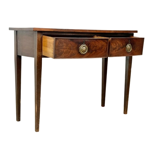 876 - A late George III mahogany console table with 2 drawers. Circa 1800-1820. 107.5 x 48 x 78.5cm