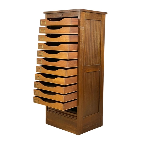 887 - An early 20th century tambour door filing cabinet by Astrola. 38.5 x 40.5 x 115cm