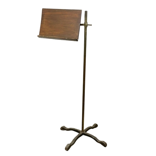 895 - A rare Victorian John Carter brass, oak and cast iron Literary Stand. Reading table. 111cm