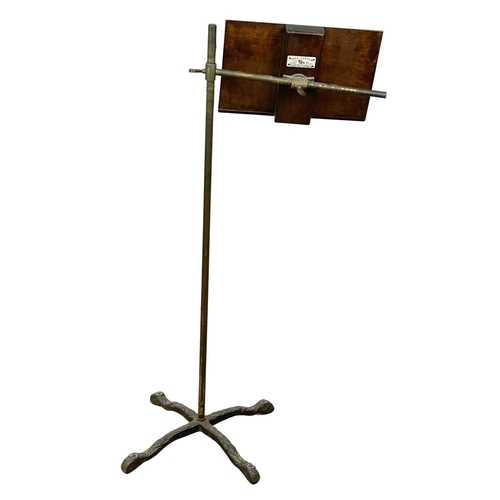 895 - A rare Victorian John Carter brass, oak and cast iron Literary Stand. Reading table. 111cm