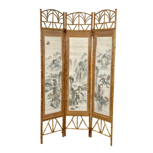 899 - A Mid Century Chinese bamboo room divider / screen. 1960’s-1970’s. 118 x 185cm