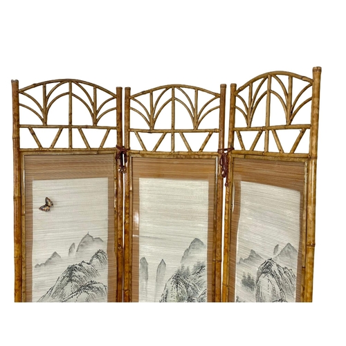 899 - A Mid Century Chinese bamboo room divider / screen. 1960’s-1970’s. 118 x 185cm