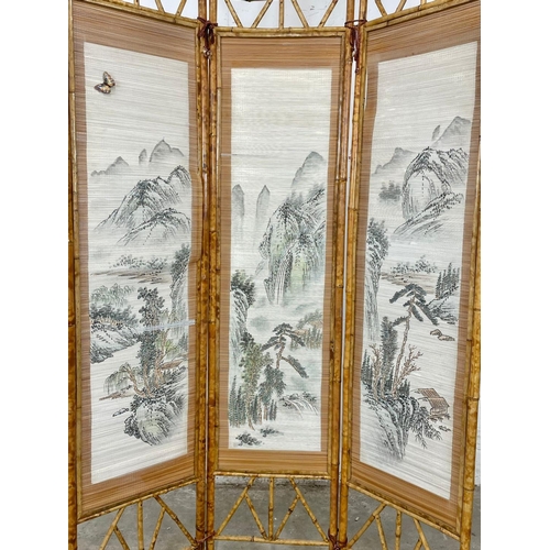 899 - A Mid Century Chinese bamboo room divider / screen. 1960’s-1970’s. 118 x 185cm