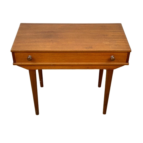 901 - A Mid Century Swedish style teak side table with drawer. 1960’s. 92.5 x 46.5 x 75cm