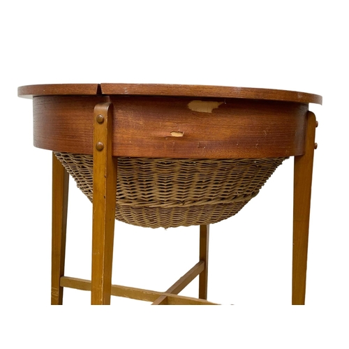 910 - A large Danish Mid Century teak sewing table. 1960’s. 65.5 x 63cm