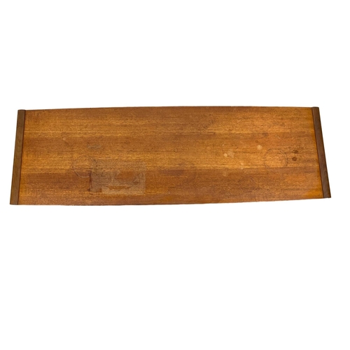 911 - A Mid Century 2 tier teak “surfboard” coffee table, by Myer. 1960’s 114 x 38 x 35.5cm