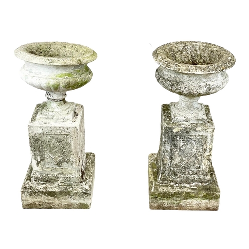 943 - A pair of large early 20th century concrete garden planters. Circa 1900. 46 x 46 x 94cm